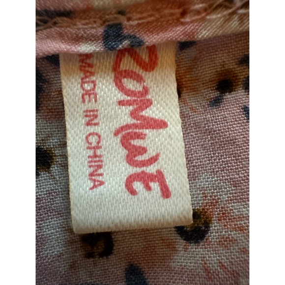 Romwe Pink Floral Ruffle Button Front Short Sleeve Mini Dress Women Size S - Picture 7 of 12